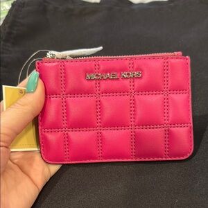 Michael Kors Pink (dragonfruit) Quilted wallet/cardholder coinpouch